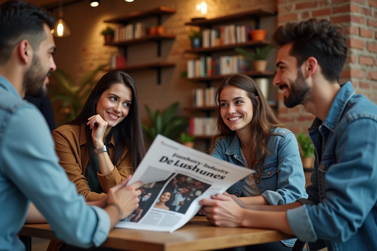 Groupe de jeunes adultes discutant au café
