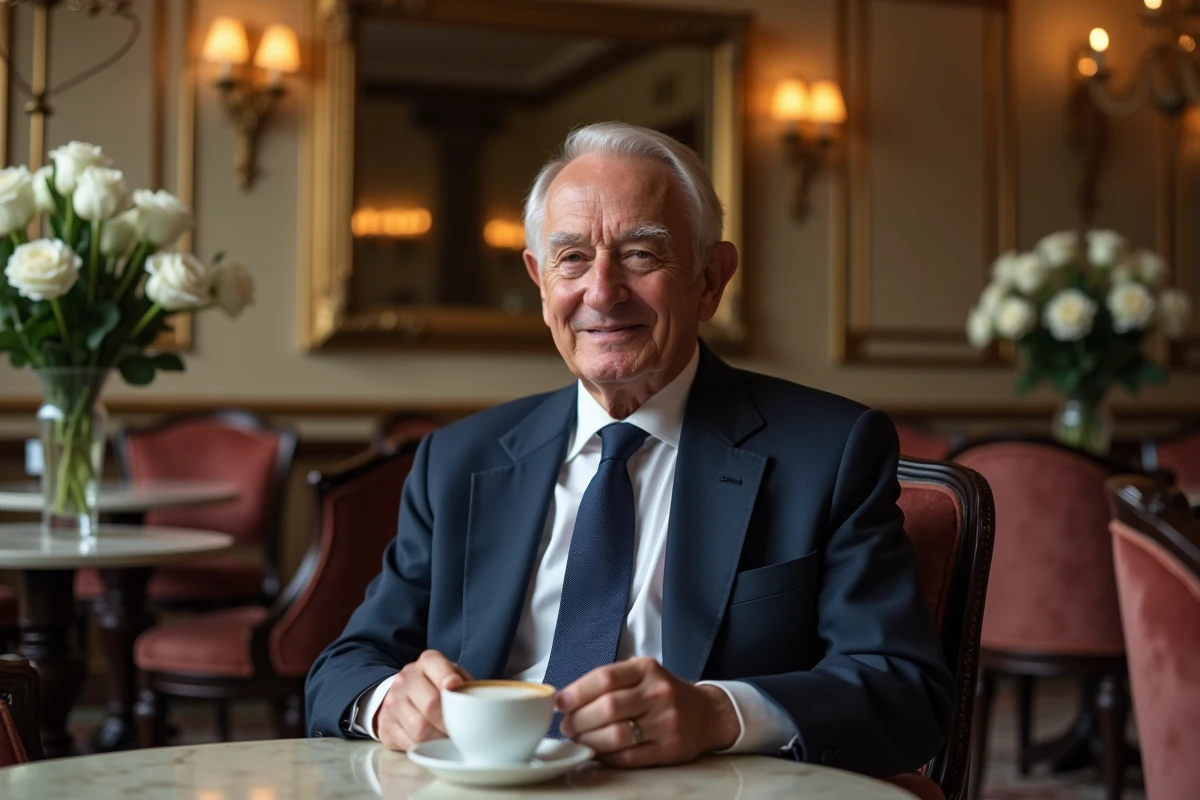 Homme distingué dans un salon hôtel de luxe