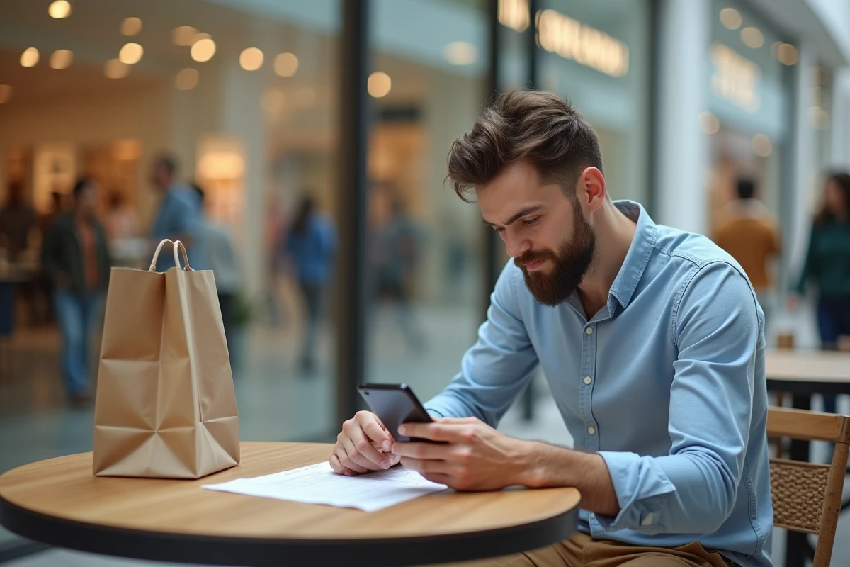 Jeune homme remplissant un formulaire de réclamation au café